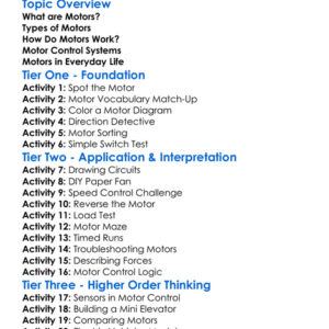 Motors And Motor Control Worksheet Activity Booklet