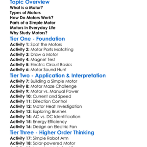 Motors Worksheet Activity Booklet