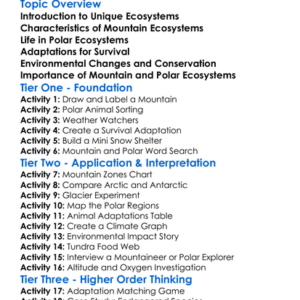 Mountain And Polar Ecosystems Worksheet Activity Booklet