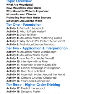 Mountains As Water Sources Worksheet Activity Booklet