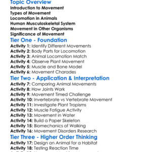 Movement And Locomotion Worksheet Activity Booklet