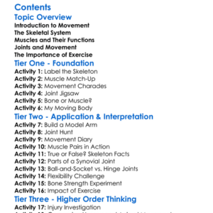 Movement And The Musculoskeletal System Worksheet Activity Booklet