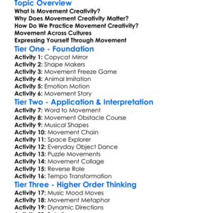 Movement Creativity Worksheet Activity Booklet