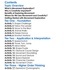 Movement Exploration And Creativity Worksheet Activity Booklet