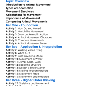 Movement In Animals Worksheet Activity Booklet