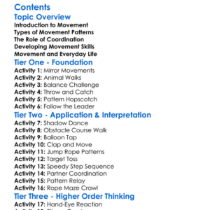 Movement Patterns And Coordination Worksheet Activity Booklet