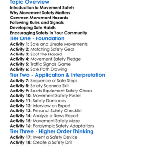 Movement Safety Worksheet Activity Booklet