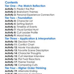 Moviedrome Welcome To The Cult 2025 Worksheet Activity Booklet