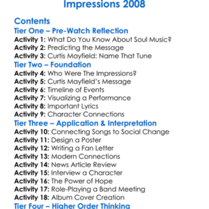 Movin On Up The Music And Message Of Curtis Mayfield And The Impressions 2008 Worksheet Activity Booklet