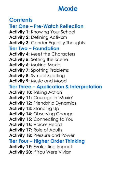 Moxie Worksheet Activity Booklet