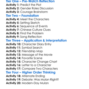 Mulan Worksheet Activity Booklet