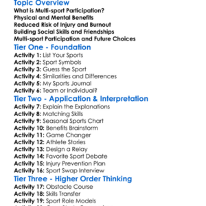 Multi-Sport Participation Worksheet Activity Booklet