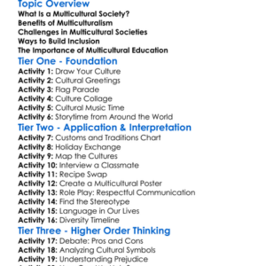 Multicultural Societies Worksheet Activity Booklet