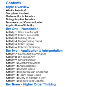 Multidisciplinary Approach In Robotics Worksheet Activity Booklet