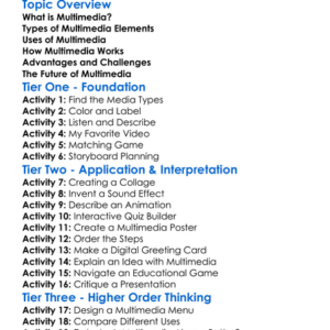 Multimedia Basics Worksheet Activity Booklet