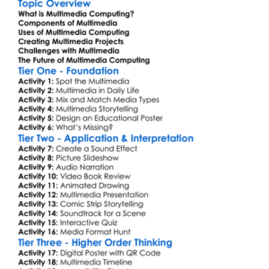 Multimedia Computing Worksheet Activity Booklet