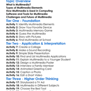 Multimedia In Computing Worksheet Activity Booklet