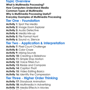 Multimedia Processing Worksheet Activity Booklet