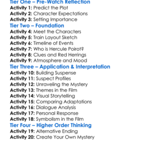 Murder On The Orient Express 2017 Worksheet Activity Booklet