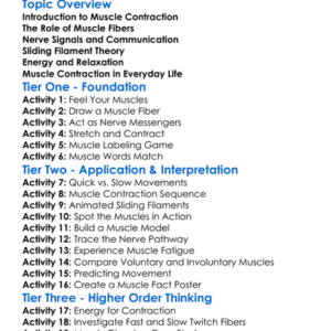 Muscle Contraction Mechanisms Worksheet Activity Booklet