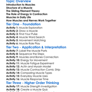 Muscle Contraction Worksheet Activity Booklet
