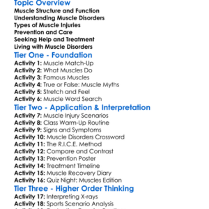 Muscle Disorders And Injuries Worksheet Activity Booklet
