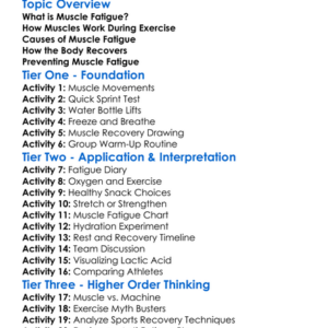 Muscle Fatigue And Exercise Worksheet Activity Booklet