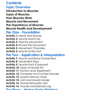 Muscle Types And Movement In Humans Worksheet Activity Booklet