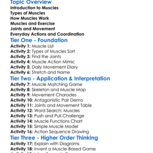 Muscles And Movement Worksheet Activity Booklet