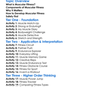 Muscular Fitness Worksheet Activity Booklet