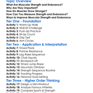 Muscular Strength And Endurance Worksheet Activity Booklet
