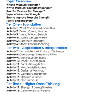 Muscular Strength Worksheet Activity Booklet