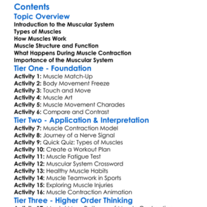 Muscular System And Muscle Contraction Worksheet Activity Booklet