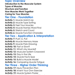 Muscular System And Muscle Types Worksheet Activity Booklet