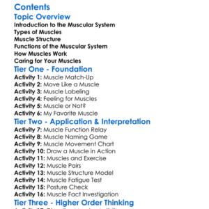 Muscular System Structure And Function Worksheet Activity Booklet