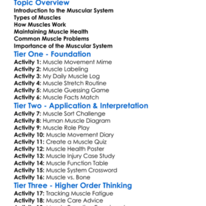 Muscular System Worksheet Activity Booklet