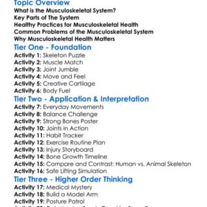 Musculoskeletal Health Worksheet Activity Booklet