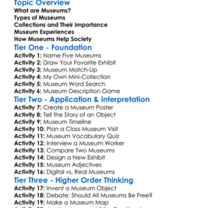 Museums And Collections Worksheet Activity Booklet
