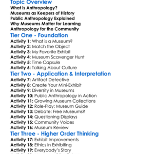 Museums And Public Anthropology Worksheet Activity Booklet