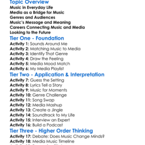 Music And Media Worksheet Activity Booklet