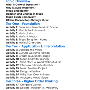 Music As Cultural Expression Worksheet Activity Booklet