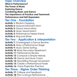 Music Dance And Performance Worksheet Activity Booklet