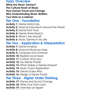 Music Genres And Cultural Roots Worksheet Activity Booklet
