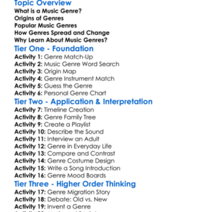 Music Genres And Their Origins Worksheet Activity Booklet