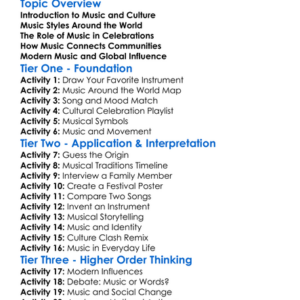 Music In Culture Worksheet Activity Booklet