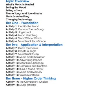 Music In Media Worksheet Activity Booklet