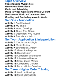 Music In The Media Worksheet Activity Booklet