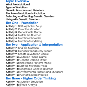 Mutations And Genetic Disorders Worksheet Activity Booklet