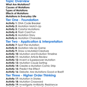 Mutations Worksheet Activity Booklet