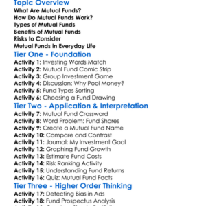Mutual Funds Worksheet Activity Booklet